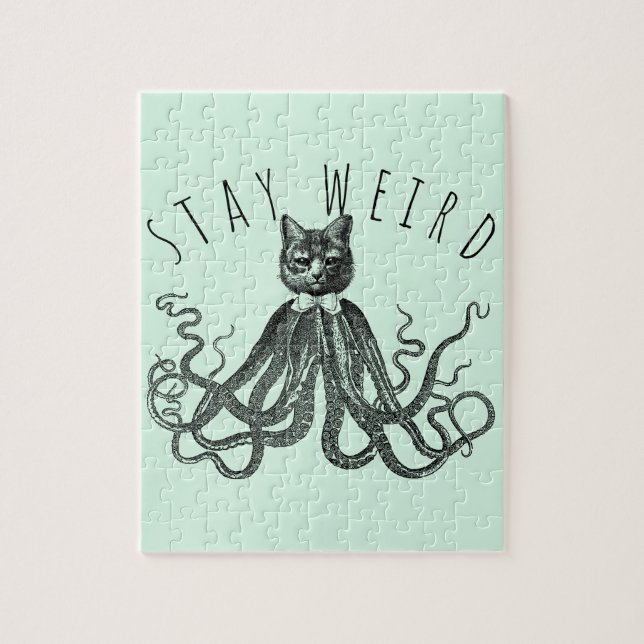 Stay Weird Catopus Cat and Octopus Mashup Puzzle (Vertikal)
