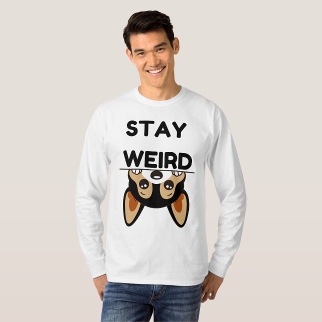 Stay Weird Funny Boston Terrier Cartoon Dog  T-Shirt (Vorne ganz)