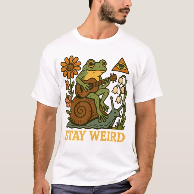 Stay Weird & Strum On T-Shirt (Vorderseite)