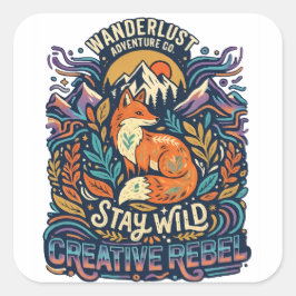 Stay Wild – Free Spirit for Adventurous Souls Quadratischer Aufkleber