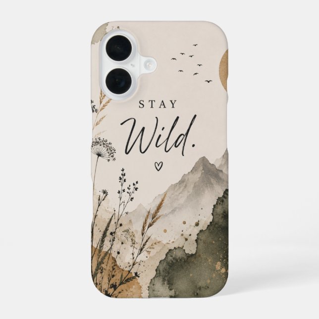 Stay Wild iPhone Case | Minimalist Botanical Phone 16 Hülle (Rückseite)