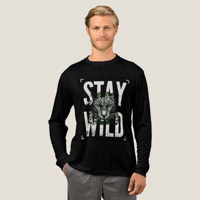 Stay Wild Leopard Face T-Shirt Design Tri-Blend Shirt (Volle Vorderseite)