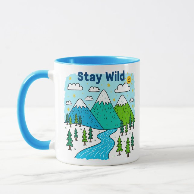 Stay Wild Mountain River Kids Art Design Tasse (Links)