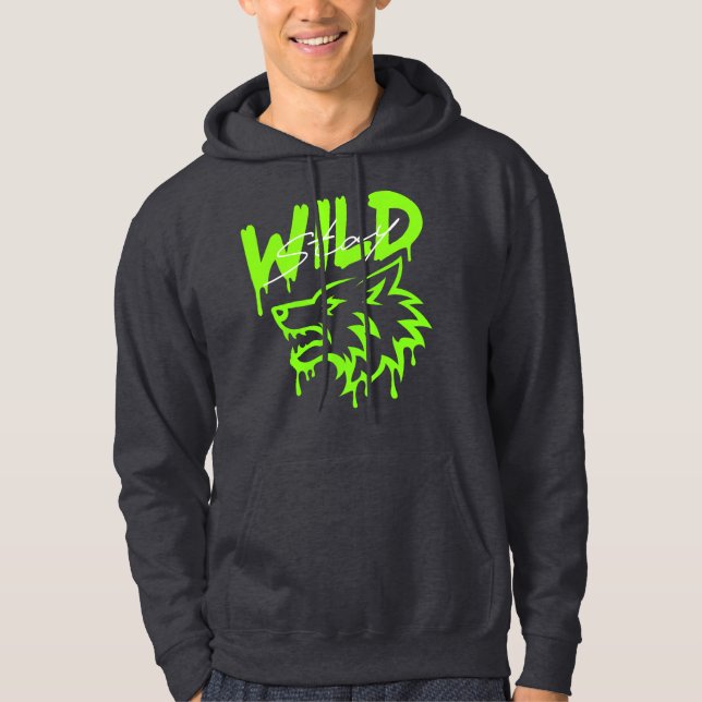 Stay Wild Wolf - Bold Urban Street Art Graphic Hoodie (Vorderseite)