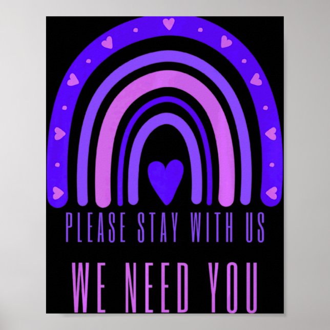 Stay With Us Rainbow 988 Suicide Prevention  Poster (Vorne)