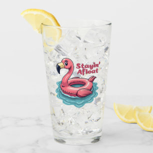 Stayin’ Afloat Funny Flamingo Pool Float Retro Glas
