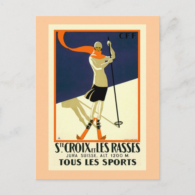 "Ste Croix et Les Rasses" Schweizer Jahrgangsreise Postkarte (Vorderseite)