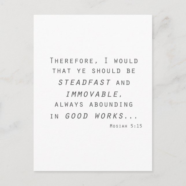 Steadfast immovable mosiah lds scripta postkarte (Vorderseite)