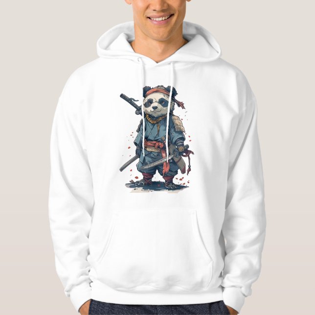 Steadfast Samurai Panda: Der Blaue Krieg Hoodie (Vorderseite)