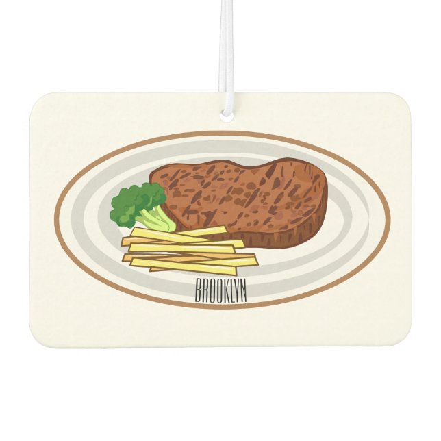 Steak Cartoon Illustration Autolufterfrischer (Vorderseite)