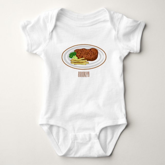 Steak Cartoon Illustration Baby Strampler (Vorderseite)