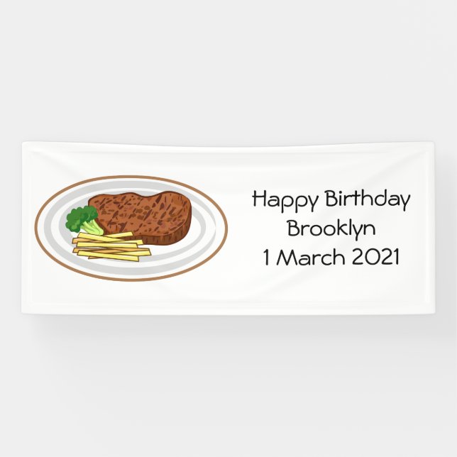 Steak Cartoon Illustration Banner (Horizontal)