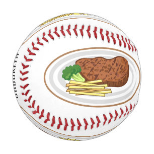 Steak cartoon illustration baseball