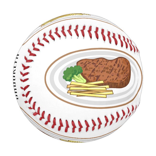 Steak Cartoon Illustration Baseball (Vorderseite Links)