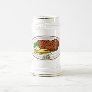 Steak Cartoon Illustration Bierglas