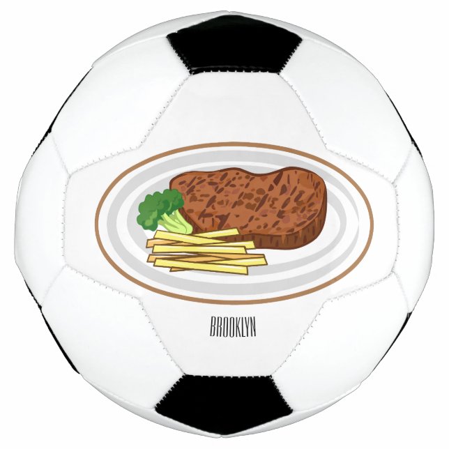 Steak Cartoon Illustration Fußball (Vorderseite)