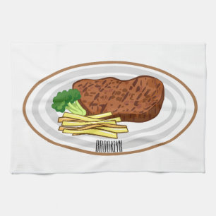 Steak Cartoon Illustration Geschirrtuch