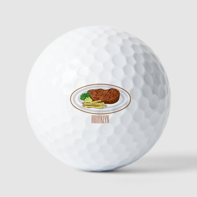 Steak Cartoon Illustration Golfball (Vorderseite)