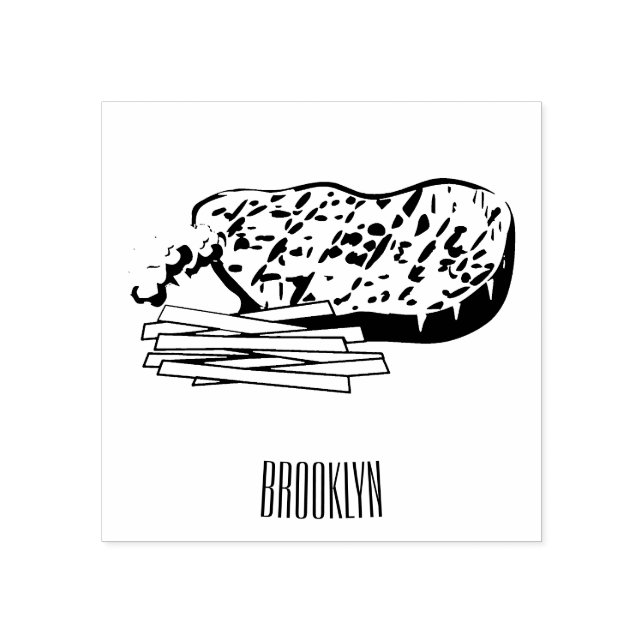 Steak Cartoon Illustration Gummistempel (Prägung)
