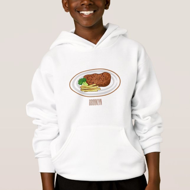 Steak Cartoon Illustration Hoodie (Vorderseite)