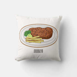 Steak Cartoon Illustration Kissen
