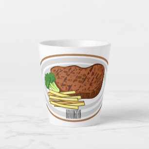 Steak Cartoon Illustration Milchtasse