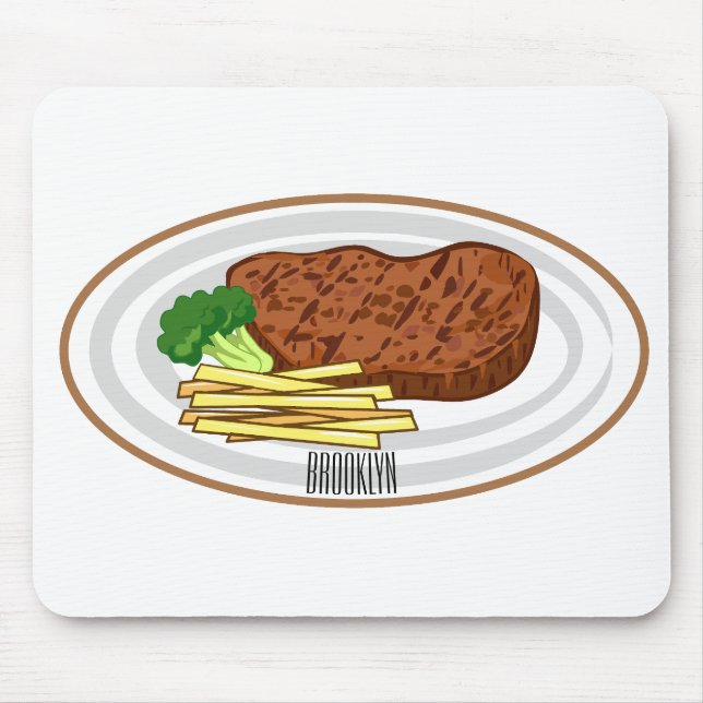 Steak Cartoon Illustration Mousepad (Vorne)