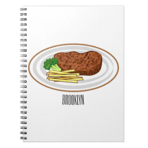 Steak Cartoon Illustration Notizblock
