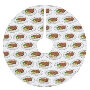 Steak Cartoon Illustration Polyester Weihnachtsbaumdecke