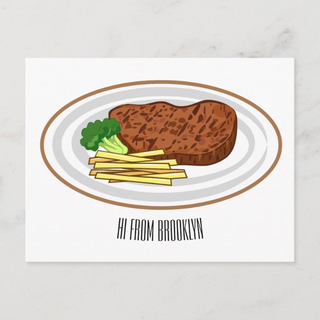 Steak Cartoon Illustration Postkarte (Vorderseite)