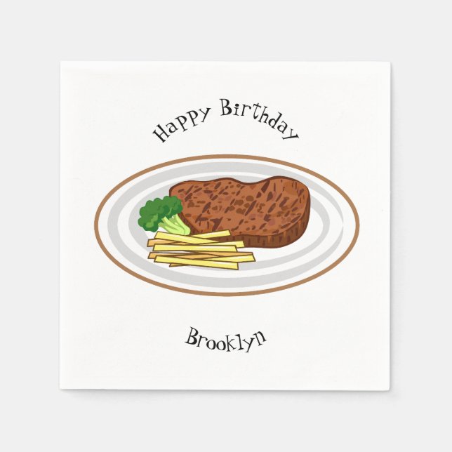 Steak Cartoon Illustration Serviette (Vorderseite)