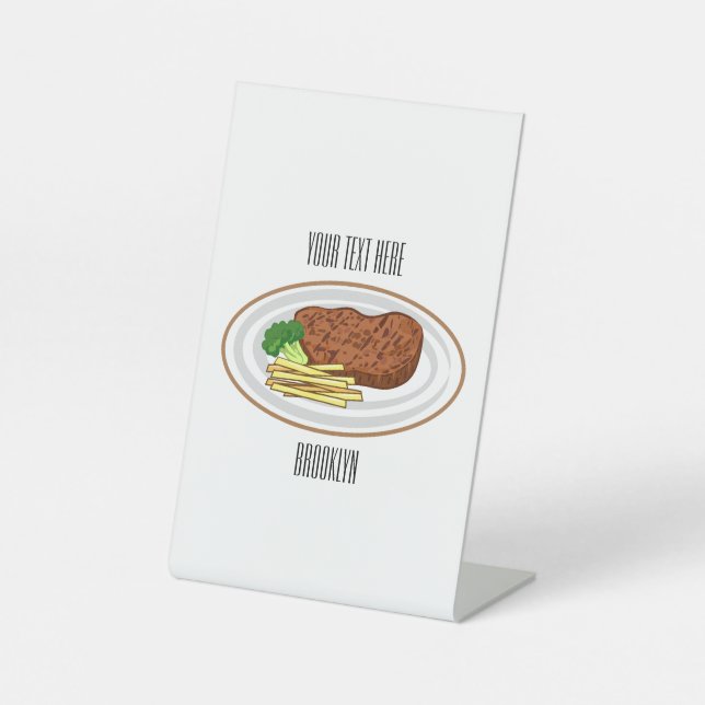 Steak Cartoon Illustration Sockelschild (Vorderseite)