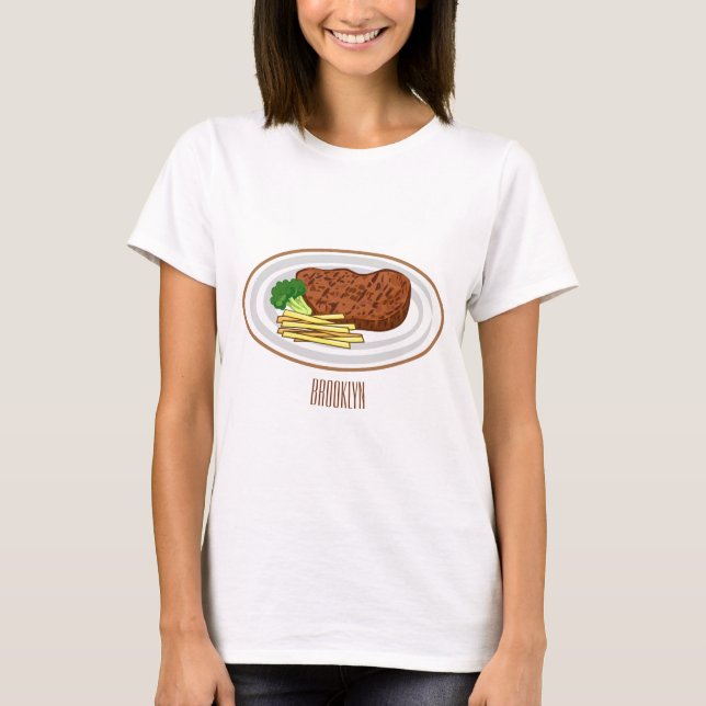 Steak Cartoon Illustration T-Shirt (Vorderseite)