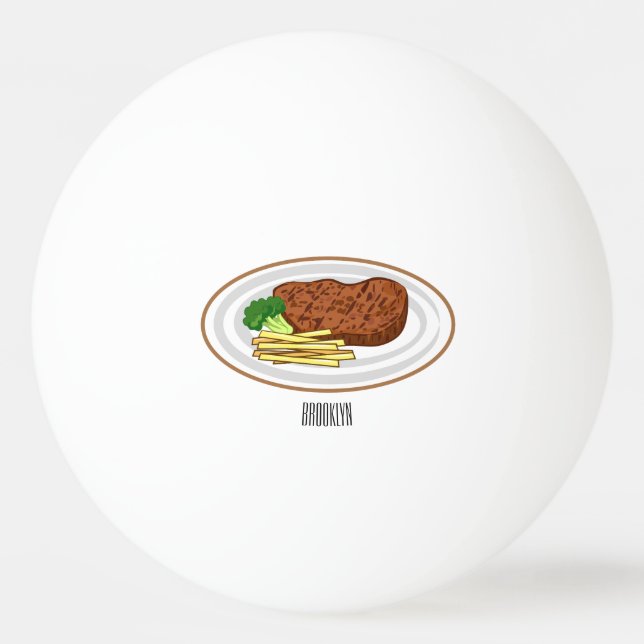 Steak Cartoon Illustration Tischtennisball (Vorderseite)