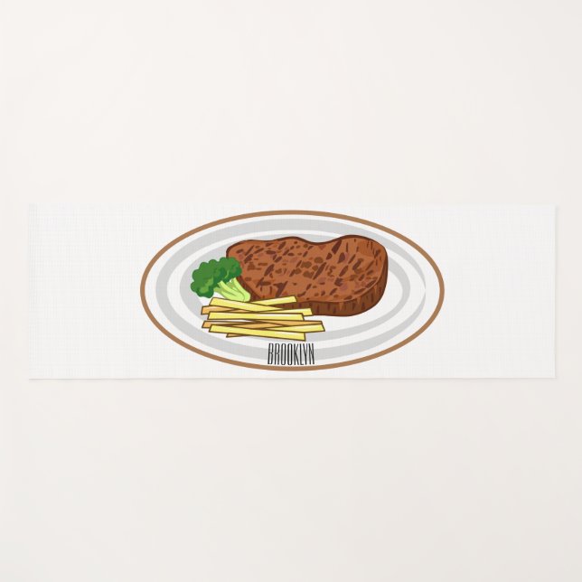 Steak Cartoon Illustration Yogamatte (Vorderseite (Horizontal))