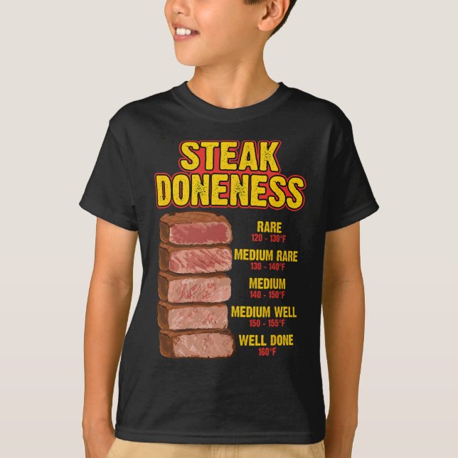 Steak Doneness Chart Table Guide Bbq Meat Chef Pit T-Shirt (Vorderseite)