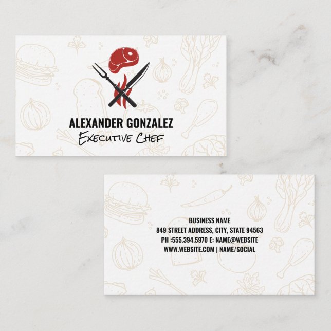 Steak | Food Icons Visitenkarte (Vorne/Hinten)