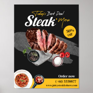Steak Food Watercolor Poster