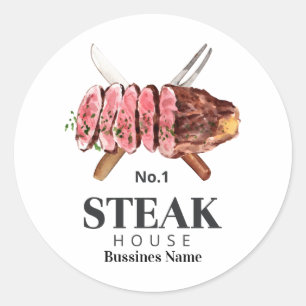 Steak Food Watercolor Runder Aufkleber