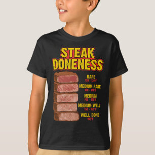 Steak-Garstufen-Tabelle Leitfaden BBQ Fleisch Chef T-Shirt