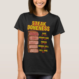 Steak-Garstufen-Tabelle Leitfaden BBQ Fleisch Chef T-Shirt