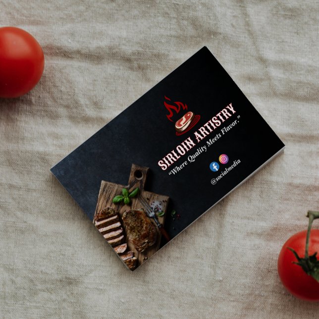 Steak House Business | Minimalistischer dunkler St Visitenkarte (Von Creator hochgeladen)