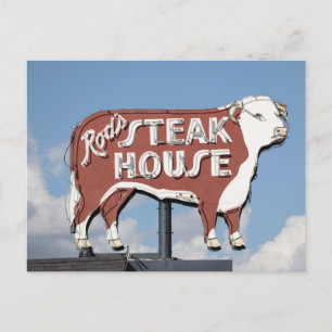 Steak House-Zeichen auf Route 66 Postkarte