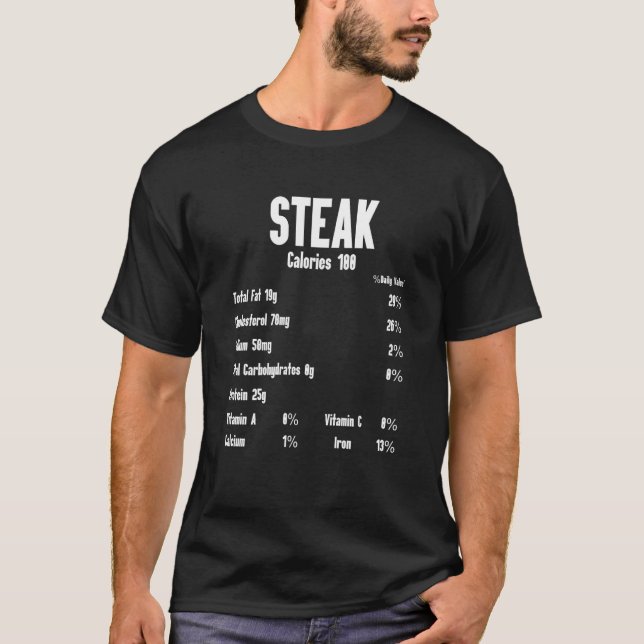 Steak Kalories Rohsteak Fleisch Food Beef Kuh Gril T-Shirt (Vorderseite)