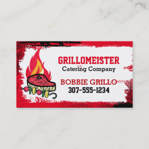 Steak Kebab Flammen Grillen GRILLEN Koch Catering Telefonnummerkarte