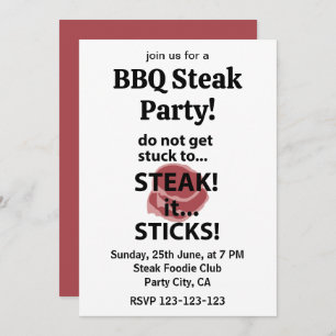 Steak Sticks Funny Steak GRILLEN Party Einladung