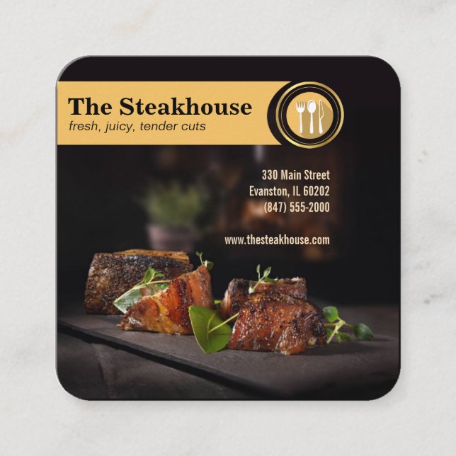 Steakhouse Restaurant Visitenkarte (Vorderseite)