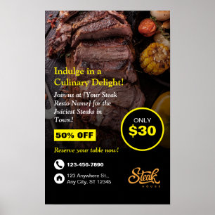 Steakhouse, Steak-Restaurant, Restauranten-Flyer Poster