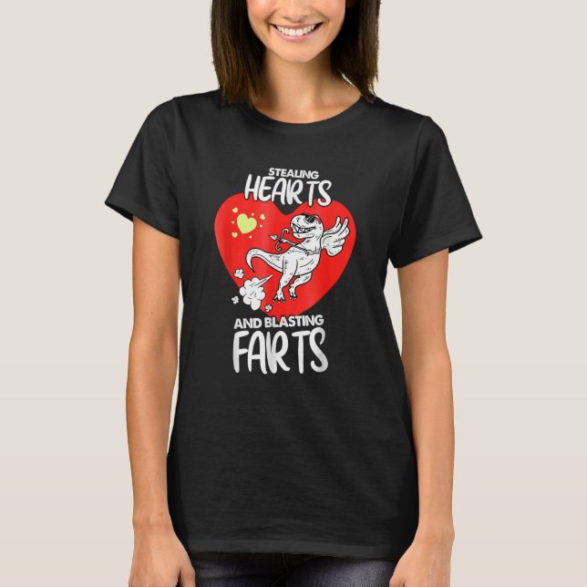 Stealing Hearts And Blasting Farts Dino Cupid Vale T-Shirt (Vorderseite)