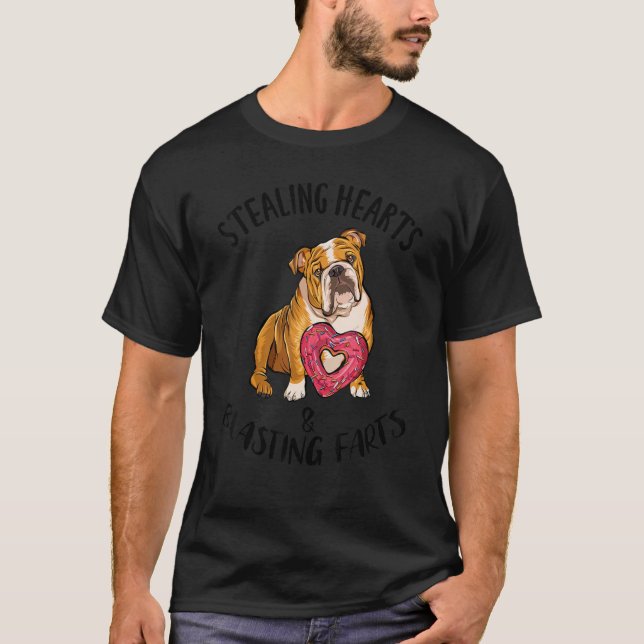 Stealing Hearts Blasting Farts Bulldog Valentines  T-Shirt (Vorderseite)
